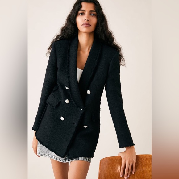 Zara Black Jewel Button Blazer - Picture 7 of 10